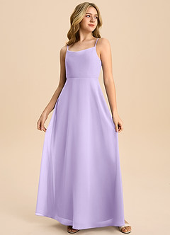 Azazie Shale Junior Lilac A-Line Bow Chiffon Dress image4