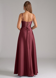 Azazie Valentine Bridesmaid Dresses Merlot A-Line Corset Stretch Satin Dress image5