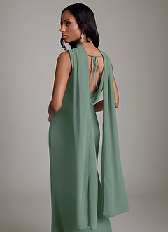 Azazie Linelle Robes de demoiselle d'honneur Robe Sirène en Mousseline de soie Plissée Eucalyptus image9