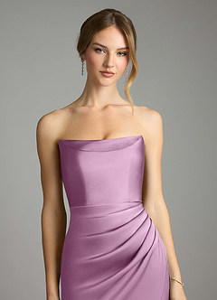 Azazie Leonis Bridesmaid Dresses Wisteria Mermaid Pleated Stretch Satin Convertible Dress image4