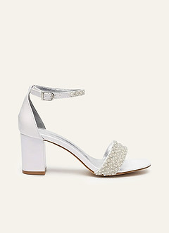 front Crystal and pearl Block Heels