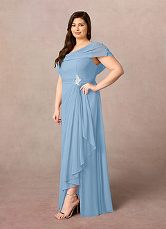 Azazie Mary vestidos de madre de la novia Vestido de Azul Pálido de Gasa de Corte en A con Corte Lateral image7