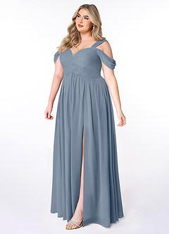 Azazie Lianne Bridesmaid Dresses Twilight A-Line Off the Shoulder Chiffon Dress image9