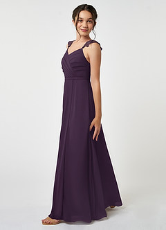 Azazie Emily Junior Plum A-Line Ruched Chiffon Dress image3