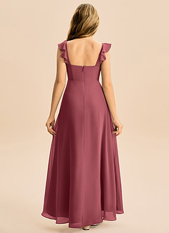 Azazie Mavie Junior Vestido de Merlot de Gasa de Corte en A con Volante image2