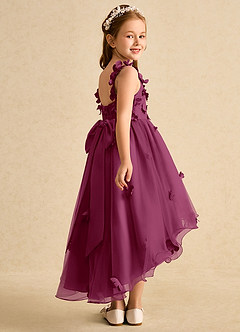 Azazie Tweety Flower Girl Dresses Mulberry A-Line Lace Tulle Dress image6