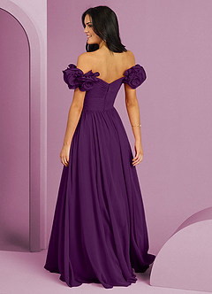 Barbie ♥ Azazie Jurken voor bruidsmeisjes Converteerbaar Jurk van Chiffon met A-Lijn Off the Shoulder Druif image2