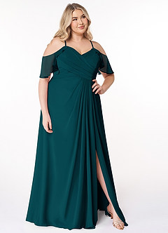 Azazie Dakota Bridesmaid Dresses Pine A-Line V-Neck Pleated Chiffon Dress image9