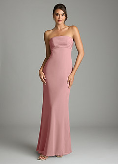 Azazie Saylor Brudtärnklänningar Klä av Sjöjungfru i Chiffong Axelbandslös Dammig Ros image3