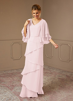 Azazie OHara Abiti per la Madre della Sposa Abito A-Line in Chiffon con Scollo a V Rosa Rossore image3
