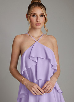 Azazie Deena Bridesmaid Dresses Lilac A-Line Ruched Chiffon Dress image3