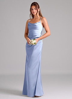 Azazie Lucille Robes de demoiselle d'honneur Robe Sirène Convertible en Satin extensible Sans bretelle Eis image3