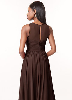 Azazie Nina Bridesmaid Dresses Ganache A-Line Pleated Chiffon Dress image3