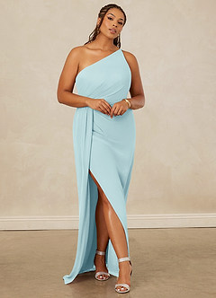Christian Siriano Bridal for Azazie 1003 Bridesmaid Dresses Sea Glass Sheath One Shoulder Chiffon Dress image8
