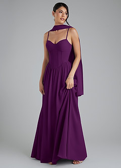 Azazie Alisha Bridesmaid Dresses Grape A-Line Corset Chiffon Dress image5