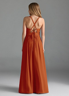 Azazie Farren Junior Paprika A-Line Pleated Chiffon Dress image2