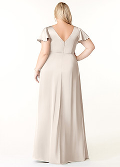 Azazie Soren Bridesmaid Dresses White Alabaster A-Line Pleated Stretch Satin Dress image9