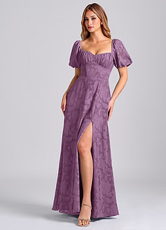 Azazie Mirian Robes de demoiselle d'honneur Robe Trapèze en Blumen-Burnout Encolure en Forme de Cœur Glycine image4