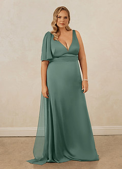 Christian Siriano Bridal for Azazie 1011 Bridesmaid Dresses Eucalyptus Mermaid Bow Stretch Satin Dress image11