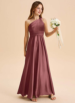 Azazie Charlize Junior Klä av A-Line i Stretch Satin Plisserad image3