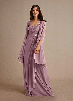 Azazie Clinton Mother of the Bride Dresses Dusty Rose A-Line Pleated Mesh Dress image1