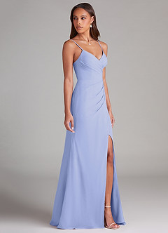 Azazie Maci Bridesmaid Dresses Lavender Sheath Pleated Chiffon Dress image4