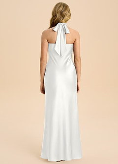 Azazie Chickie Junior Robe Fourreau en Satin extensible Plissée Blanc image2