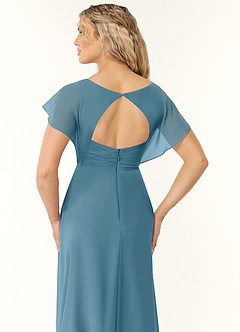 Azazie Rylee At-home Try On Dresses Dusty Sage A-Line Pleated Chiffon Dress image2