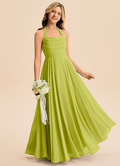 Azazie Kady Junior Lemongrass A-Line Sweetheart Neckline Chiffon Dress image3