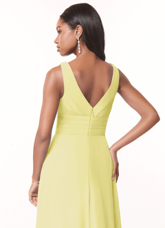 Azazie Julianna Brudtärnklänningar Klä av A-Linje i Chiffong Citronsorbet image4