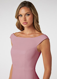 Azazie Nicolina Bridesmaid Dresses Vintage Mauve Mermaid Square Neckline Stretch Crepe Dress image5