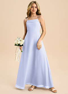 Azazie Anselie Junior Lavender A-Line Off the Shoulder Chiffon Dress image7