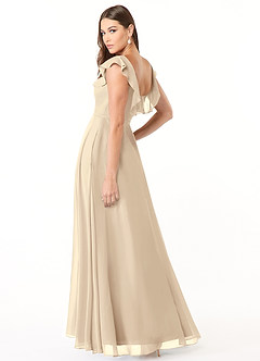 Azazie Jinny Bridesmaid Dresses Champagne A-Line Square Neckline Ruched Chiffon Dress image4