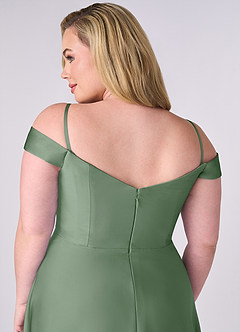Barbie ♥ Azazie Bridesmaid Dresses Matcha A-Line Off the Shoulder Stretch Satin Convertible Dress image10
