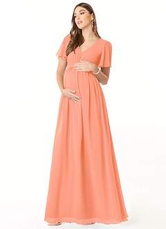 Azazie Verna Brautjungfernkleider für Schwangere A-Linie V-Hals Gerüscht Chiffon Bodenlänge Kleid image3
