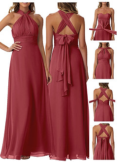 Azazie Fifi Bridesmaid Dresses Pomegranate A-Line Strapless Chiffon Convertible Dress image9
