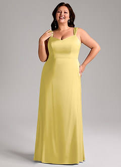 Azazie Denice Suknie dla druhen Osłona Pofałdowany Satyna elastyczna Do ziemi Sukienka image10