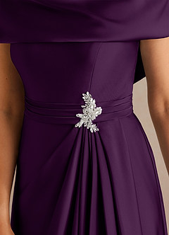 Azazie Branford Mother of the Bride Dresses Grape A-Line Pleated Stretch Satin Dress image4