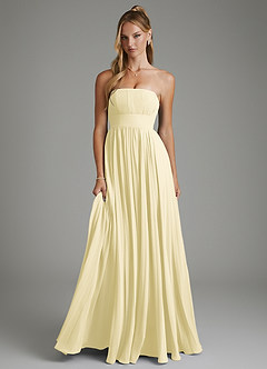 Azazie Ari Abiti da Damigella Abito A-Line in Chiffon Senza Spalline Sorbetto Al Limone image1