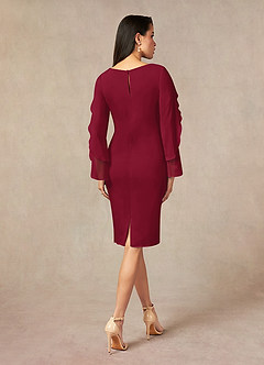 Azazie Carter Mother of the Bride Dresses Burgundy Sheath Ruched Stretch Chiffon Dress image3