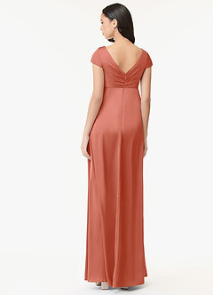 Azazie Allessia Maternity Bridesmaid Dresses A-Line Pleated Stretch Satin Floor-Length Dress image2