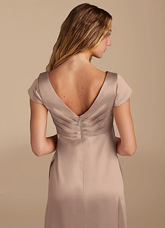 Azazie Allessia Maternity Bridesmaid Dresses A-Line Metallic Satin Floor-Length Dress image6