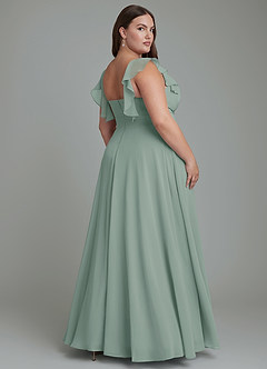 Azazie Leilani Bridesmaid Dresses Silver Sage A-Line Pleated Chiffon Dress image3