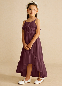 Azazie Karmen Flower Girl Dresses Sangria A-Line Ruched Chiffon Dress image2