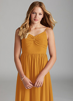 Azazie Zeya Junior Butterscotch A-Line Chiffon Dress image6
