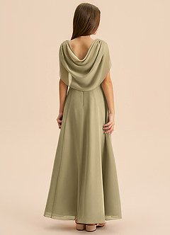 Azazie Lambie Junior Moss Green A-Line Pleated Chiffon Dress image1