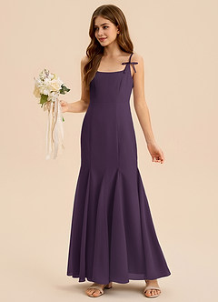 Azazie Evey Junior Plum Mermaid Pleated Chiffon Dress image4