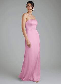 Azazie Tyler Robes de demoiselle d'honneur Robe Fourreau Convertible en Satin extensible Sans bretelles Rose Bonbon image4