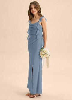 Azazie Jessamine Junior Dusty Blue Mermaid Sweetheart Neckline Chiffon Dress image5
