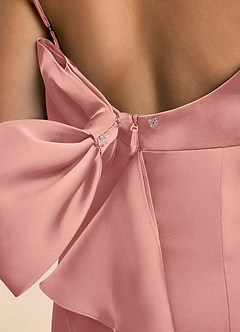 Azazie Lioren Junior Rosette Sheath Bow Stretch Satin Dress image6